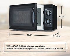 Westinghouse WCM660W 600 Watt Counter Top Microwave Oven, 0.6 Cubic Feet, White N7