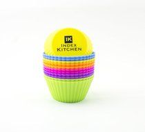 Index Kitchen: Set of 24 Silicone Baking Cups; Vibrant Colors; Dishwasher Safe; BPA Free; Non-stick; Easy to Clean... N4