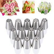 DDbest Russian Piping Tips 18 Pcs/SET - 17 Russian Tips+1 Tri-color Coupler - 304 Stainless Steel Large Size Icing...