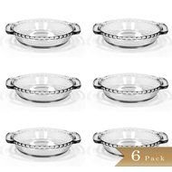 Set of 6 - 6" Clear Glass Mini Pie Dishes
