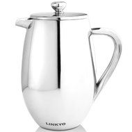 LINKYO French Coffee Press - Stainless Steel Coffee Maker 34oz, 1L N6