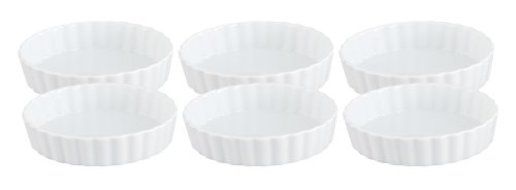 HIC Porcelain Round Quiche Dish 4- by 1-inch Set of 6