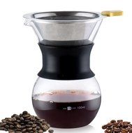 Diguo Pour Over Coffee Maker with Stainless Steel Permanent Filter Glass Coffee Maker Drip Pot (300ml/14oz/1-3... N7