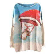 Knit Sweater,Morecome Womens Christmas Batwing Long Sleeve Loose Knitwear Tops (D) N18