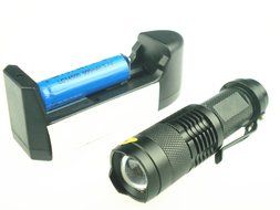 RioRand&reg; 300lm Mini CREE Q5 LED Flashlight Torch Waterproof Adjustable Focus Zoom Light Lamp (With Rechargeable...