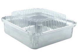 4 1/2" x 4 1/2" Square Aluminum Foil Mini Baking And Food Cake Pan Disposable Pans With Lids 20 Sets N2