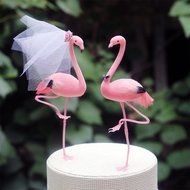 Pink Flamingo Cake Topper: "Bride and Groom" Love Bird Wedding Cake Topper - As seen in Bride To Be Magazine