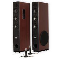 Acoustic Audio TSi650 Bluetooth Powered Floorstanding Tower Home Multimedia Speaker Pair and Mics TSi650M2