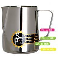 SMART PITCHER Espresso Coffee Milk Frothing Pitcher With Built-In Thermometer, Stainless Steel (20 oz) N3