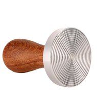 MMOO Wooden Handle Thread Surface Stainless Steel Base Coffee Bean Press