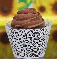 New 100pcs White Filigree Vine Cupcake Wrappers Wraps Cases Wedding Birthday N3