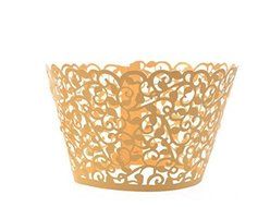 GCA Filigree Artistic Muffin Case Cupcake Paper Cup Liner Little Vine Lace Laser Cupcake Wrappers for Wedding...