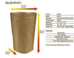 250g 8oz 1/2lb Kraft Paper Stand up Zipper Pouches Coffee Bags Coffee Pouches with Valve (Pack of 10) N4