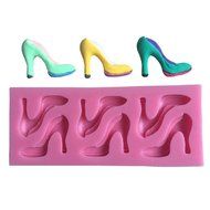 FLY DIY Baking Tools 3D High-Heeled Shoes Shaped Silicone Cake Mold,Pink N2