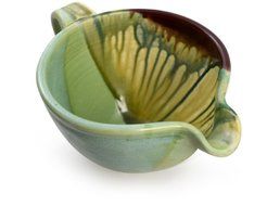 American Made Stoneware Pottery Batter Mixing Bowl with Wire Whisk, Drip Style, 32-oz N4