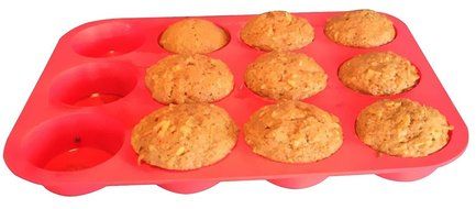 Silicone 12-Cup Muffin Pan, Red by GiftKoncepts N3