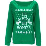 Xmas Pullover Shirt,Morecome Womens Christmas Printing Off Shoulder Sweatshirt (XL, Green) N26