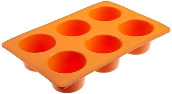Casabella Silicone 6-Cup Large Muffin Pan, Orange