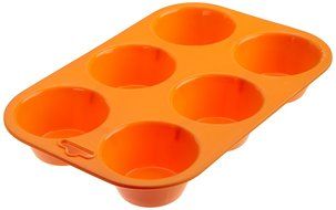 Casabella Silicone 6-Cup Large Muffin Pan, Orange N2