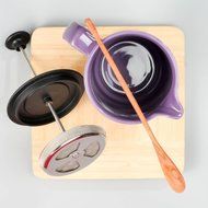 Ceramic French Press Coffee Press + Bonus Wooden Spoon (Carrot, 32 oz) N33