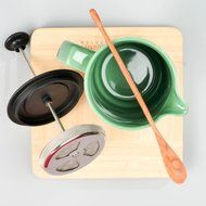 Ceramic French Press Coffee Press + Bonus Wooden Spoon (Carrot, 32 oz) N34
