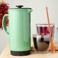 Ceramic French Press Coffee Press + Bonus Wooden Spoon (Carrot, 32 oz) N35