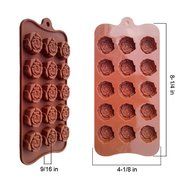 Poproo Flower Shaped 3-piece Candy Molds Set 15-cavities Chocolate Ice Cube Mold, Tulip Rose Sunflower Lotus Shapes N6