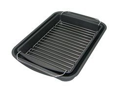 ProBake Teflon Platinum 12.8-by-8.9-by-2-Inch Bake, Broil, &amp; Roast Pan Set with Chrome Rack