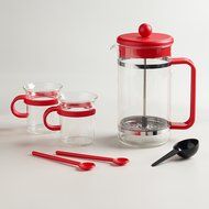 Red Bodum Bistro 5-Piece French Press Coffee Maker Set - World Market