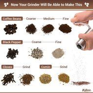 Katevic Manual Coffee Grinder with Adjustable Ceramic Burr, Ebook, Brush, Spoon and Carry Bag N7