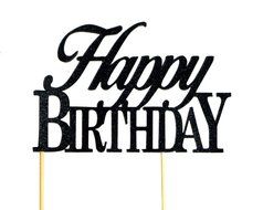 All About Details Black Happy-birthday Cake Topper