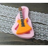 Sher Guitar Fondant Cake Chocolate Resin Clay Candy Silicone Mold,L10.6mW5.3cmH0.9cm N2