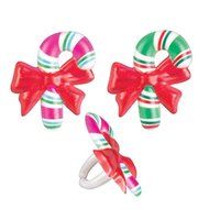 Oasis Supply Candy Cane with Bow Stocking Cupcake/Cake Decorating Rings, 1 1/2-Inch, Red/White, Set of 12