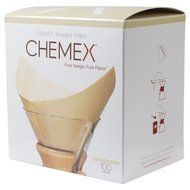 Chemex Classic Wood Collar and Tie Glass 6-Cup Coffee Maker with 100 Count Bonded Circle Coffee Filters N2