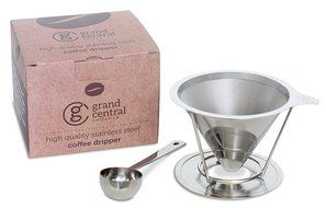 Pour Over Coffee Dripper with FREE Scoop and eBook Brewing Guide by Grand Central Coffee Co. - Stainless Steel... N7