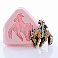Cowboy Bronc Rider Silicone Mold Chocolate, Fondant Food Safe Mold Resin, Polymer Clay Flexible Craft Mold. N5