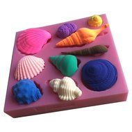 FLY 3D Seashell Conch Shape Silicone Cake Mold Fondant Candy Tools,Pink N3