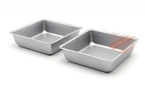 Astra Gourmet Mini 4-Inch Non-Stick Square Cake Pan, Set of 4(Silver) N3