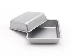 Astra Gourmet Mini 4-Inch Non-Stick Square Cake Pan, Set of 4(Silver) N4