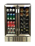 NewAir AWB-360DB 18 Bottle 60 Can Dual Zone Built-In WIne &amp; Beverage Cooler, StaInless Steel/Black N5