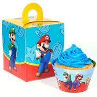 Super Mario Bros Party Supplies - Cupcake Wrapper &amp; Box Kit
