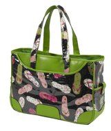 Picnic at Ascot Beach Day Large Beach Tote, Black Print