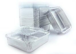 4 1/2&quot; x 4 1/2&quot; Square Aluminum Foil Mini Baking And Food Cake Pan Disposable Pans With Lids 20 Sets N3