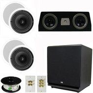 Theater Solutions 5.1 Home Theater 6.5" Speaker Set with Center, 15" Powered Sub and More TS65CC51SET9