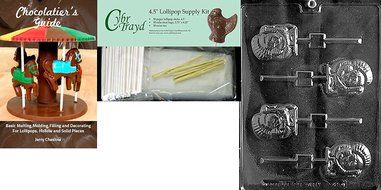 Cybrtrayd 45StK50T-T041 Turkey Lolly Thanksgiving Chocolate Mold with Chocolate Packaging Kit, Includes 50 Cello...
