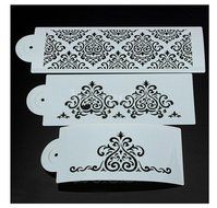 Flower Cake Decorating Tools Stencil Carved 3-Piece Classic Fondant Imprint Mat Set, Clear N2