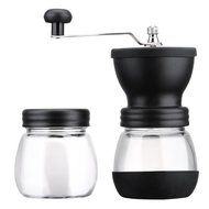 Cymas Burr Coffee Grinder &amp; Storage Jar Set, Ceramic Manual Coffee Bean and Spice Grinder Hand Crank with Brush N6