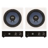 Blue Octave RW10 In Wall 10&quot; Passive Subwoofer Speakers Home Theater 2 Sub and 2 Amp Set