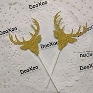 DOOXOO Gold Glitter Deer Cupcake Toppers Birthday Cupcake Topper birthday cake topper, wedding cupcake topper... N5