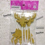 DOOXOO Gold Glitter Deer Cupcake Toppers Birthday Cupcake Topper birthday cake topper, wedding cupcake topper... N6